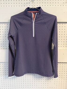 Navy & Pink Quarter-Zip Pullover